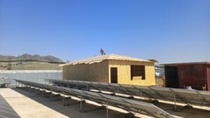 1:1 guestroom prototype under construction on our factory rooftop