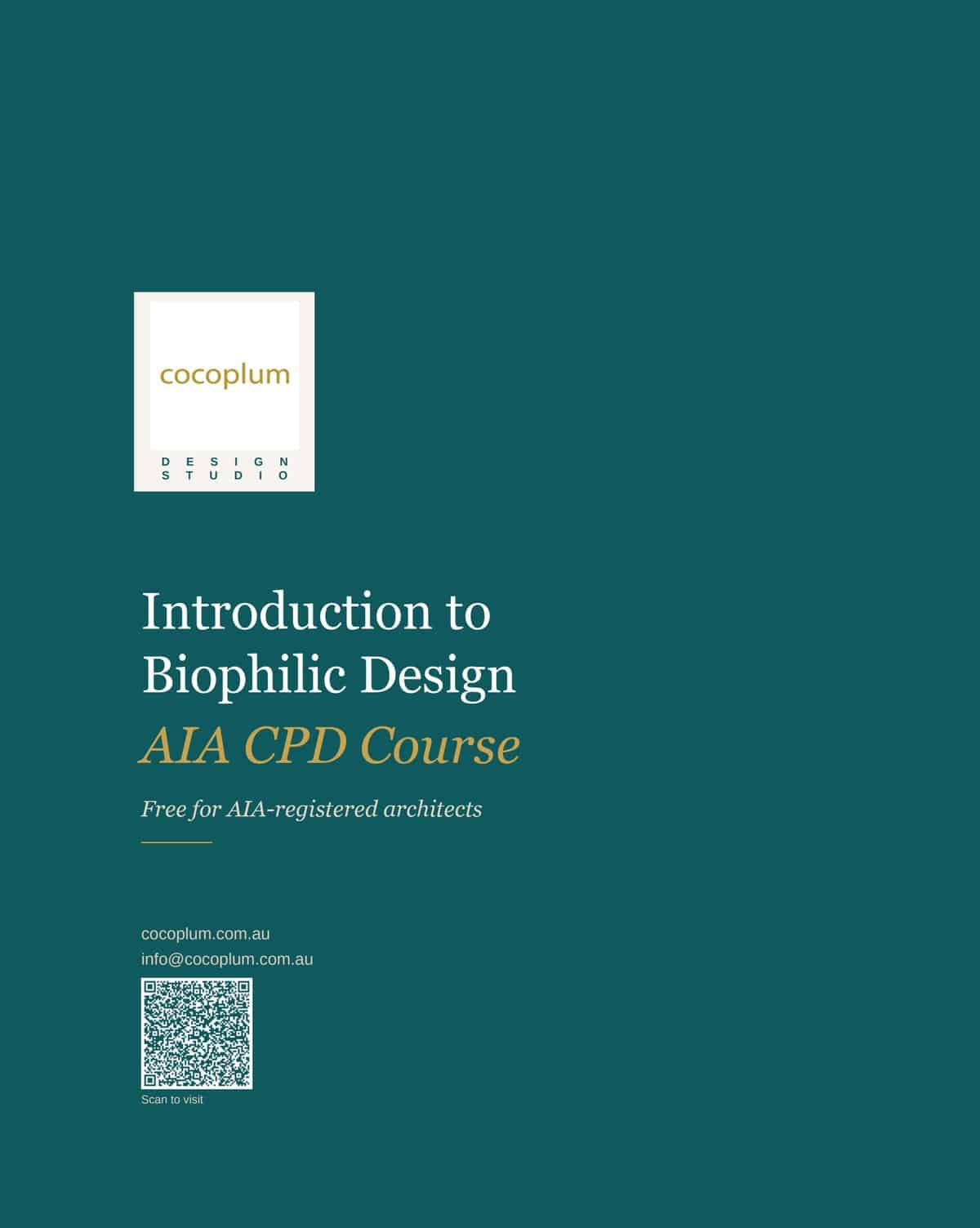 Introduction to Biophilic Design — AIA CPD Course cover, free for AIA-registered architects, Cocoplum Design Studio