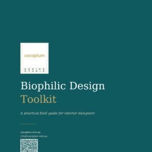 Cocoplum Biophilic Design Toolkit cover — 19-tool professional field guide for interior designers and architects