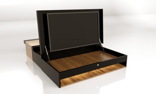Boxareno custom coffee table with concealed TV lift, Cocoplum furniture design