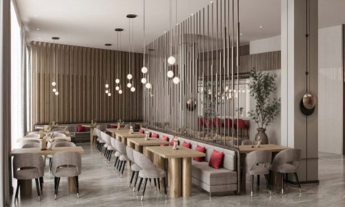 Luxury wellness interior designed by Ozge Fettahlioglu – biophilic hotel suite with timber, natural stone and greenery, by Cocoplum Wellness Design.