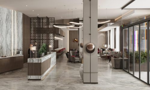 Luxury wellness interior designed by Ozge Fettahlioglu – biophilic hotel suite with timber, natural stone and greenery, by Cocoplum Wellness Design.