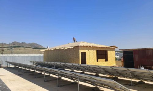 1:1 guestroom prototype under construction on our factory rooftop