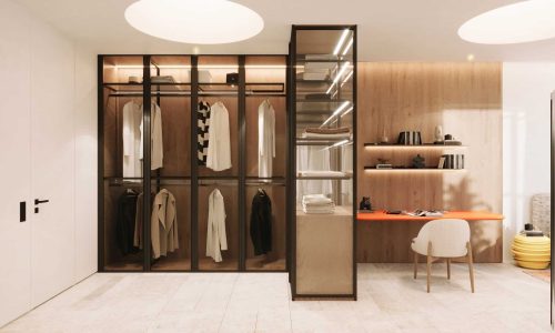 Walk-in wardrobe FF&E at Ovoo Bodrum residences, Bitez, Bodrum, Türkiye